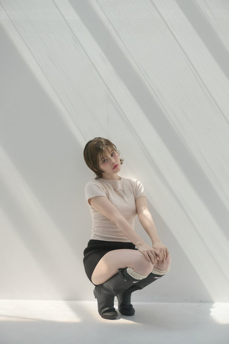 Heart point knit tops color pink/beige/black ¥8,800-tax in ハート
