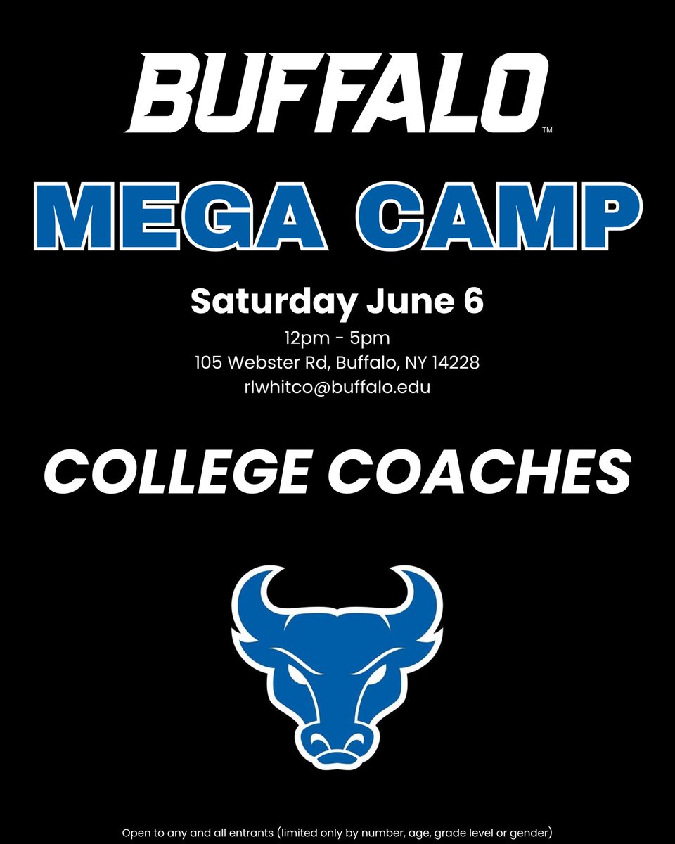 ronwhitcomb's tweet photo. 𝘾𝙊𝙇𝙇𝙀𝙂𝙀 𝘾𝙊𝘼𝘾𝙃 • Information

We have 575 pre registered campers
4 full fields, over 100 coaches &amp; staff ready to work with a talented group!

Come evaluate some awesome talent 𝘼𝙏 𝘽𝙐𝙁𝙁𝘼𝙇𝙊 on Saturday!

rlwhitco@buffalo.edu https://t.co/J9pZ63xoEL
