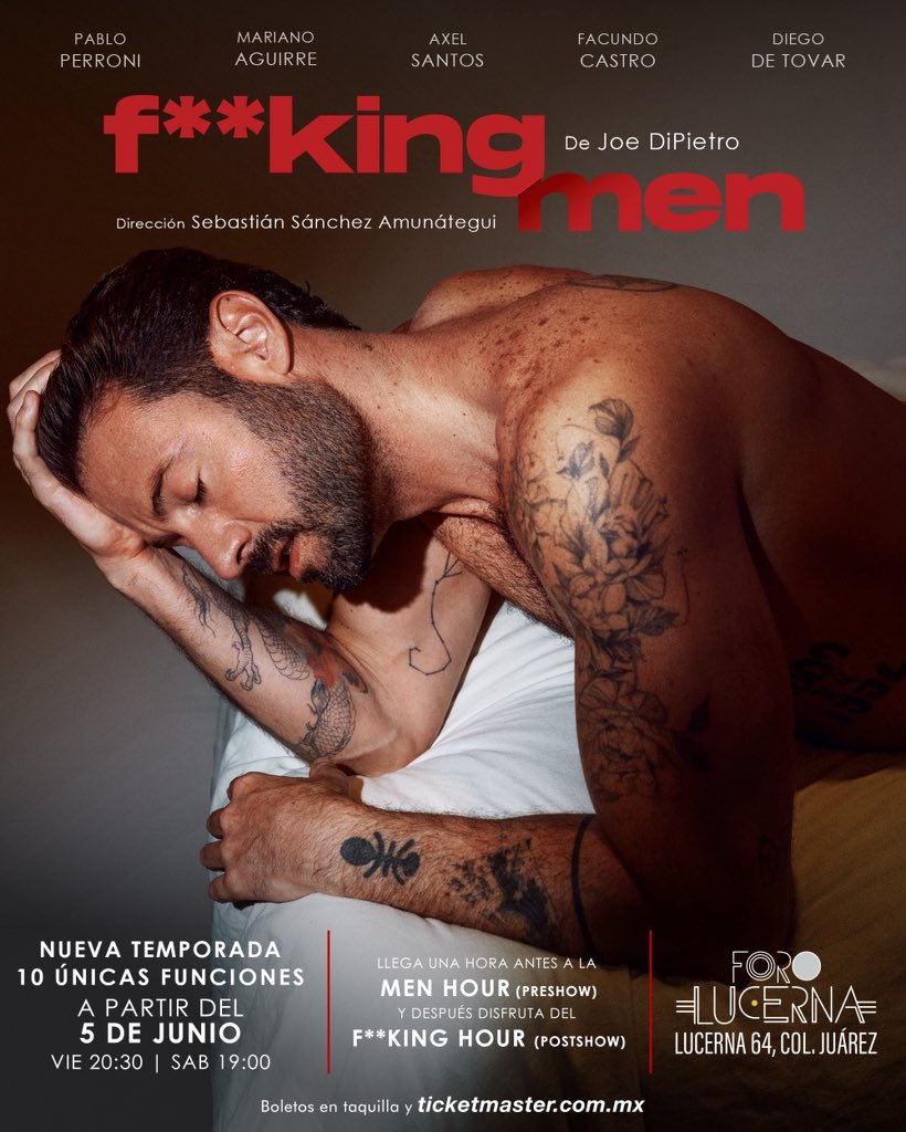 pabloperroni's tweet photo. F**KING MEN
🔴ÚNICAS 10 FUNCIONES 
NO TE QUEDES SIN VIVIRLA🔥

VIERNES 8:30pm
SÁBADOS 7:00pm

Boletos en preventa al 40%
En la taquilla del @ForoLucerna o aquí 👉🏼 https://t.co/mOBzerBJ0s https://t.co/HbVY9Zg01q