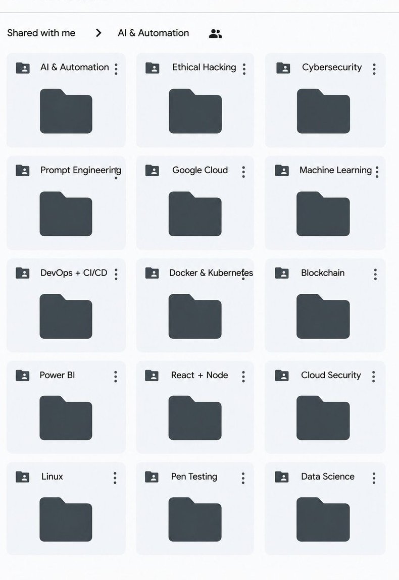 setu_ai_expert's tweet photo. All Paid Courses (Free for First 4500 People)

 𝗣𝗮𝗶𝗱 𝗖𝗼𝘂𝗿𝘀𝗲 𝗙𝗥𝗘𝗘 (PART - 1)
 1. Artificial Intelligence
 2. Machine Learning
 3. Prompt Engineering
 4. Claude,Chatgpt,Grok
5. Data Analytics
6. AWS Certified
 7. Data Science
8. BIG DATA
9. Python
 10. Ethical Hacking

(72 Hours only )

Like + RT + comment ' Drive '

Must Follow me so I can DM you.
