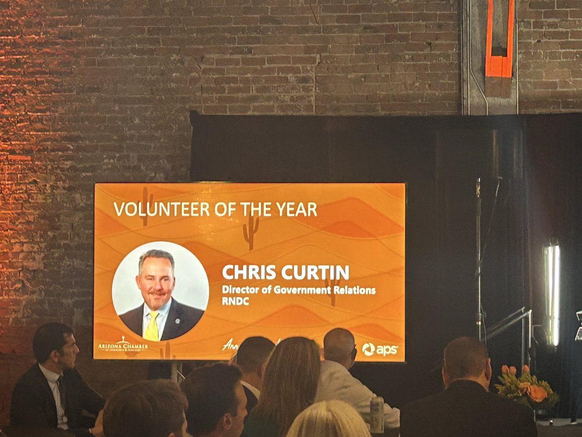 AZChamber's tweet photo. Congratulations to Chris Curtin of @RNDC_USA, our 2026 Doug Yonko Volunteer of the Year. His generosity, reliability and steady support have made a real difference to the Chamber and helped us host so many great events over the years. https://t.co/IAI5zEz5UT