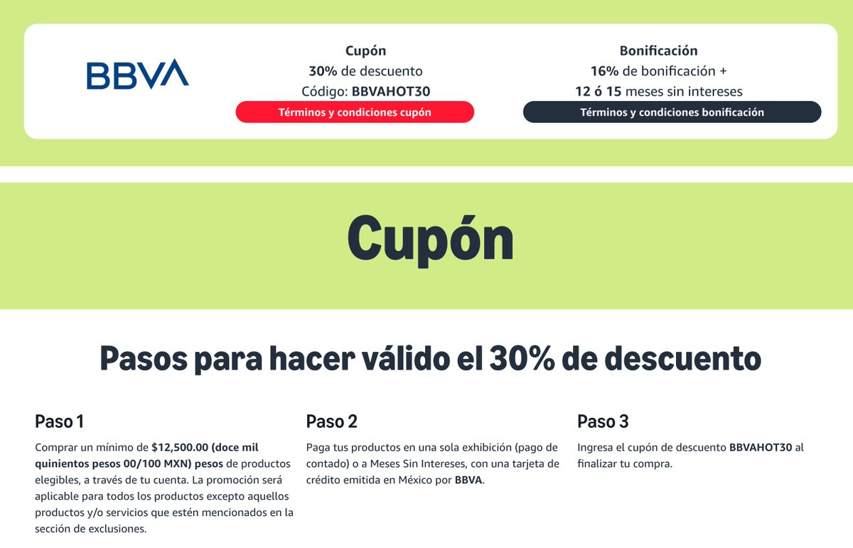 MapacheRants's tweet photo. #MapacheAustero Cupón BBVAHOT30 te da 30% de descuento en compras de 12,500 pesos pagando con BBVA. Aplican bonificaciones y MSI. Válido de 7 a 8 pm.

https://t.co/ZTTlowYAx8 https://t.co/qLle9JPQvK