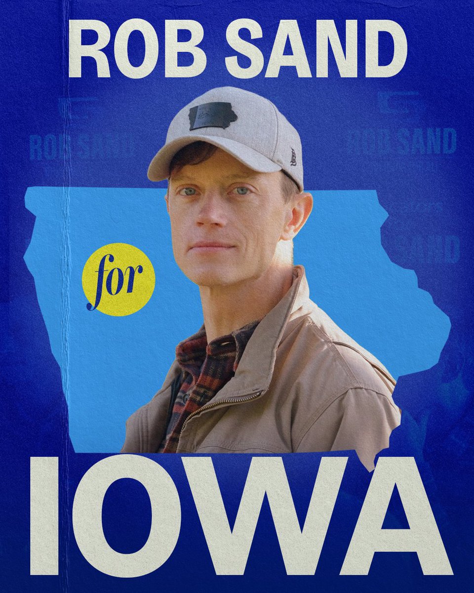 DemGovs's tweet photo. Locked in: @RobSandIA is the Democratic nominee for governor in Iowa!

Rob has spent his career going after fraudsters and bad actors as Iowa’s only statewide elected Democrat. Now, he’s running to end division and get results that will actually make a positive difference in people’s lives.