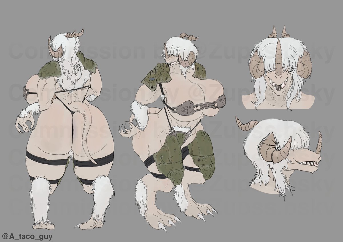 A_taco_guy's tweet photo. Comm for @ https://t.co/TNEV3HGUka ! Grin is a hairy deathclaw around the canadian border that hunts brotherhood camps and scouts with her tribe https://t.co/pMwTn4sehG