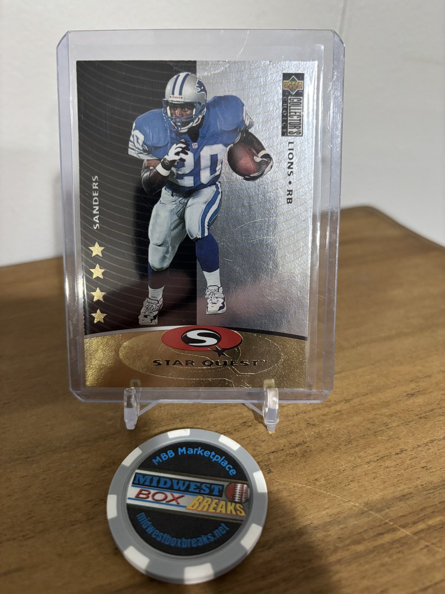 eshecker's tweet photo. Baker Mayfield - 2019 Prestige Patch - $7 Shipped OBO

Barry Sanders - 1997 Upper Deck Collectors Choice Star Quest - $20 Shipped OBO

Bernie Kosar - 2022 Prizm /25 - $25 Shipped OBO

Bob Wilson - 1955 Topps - $10 Shipped OBO https://t.co/mB2szR6iNn