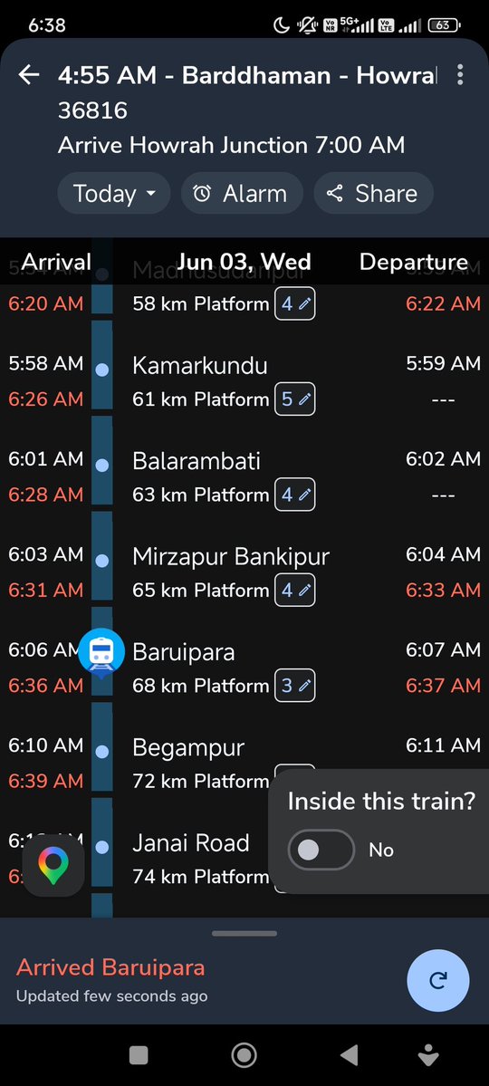 ddatta16's tweet photo. Why are you delaying a long distance Express 12176 behind a local 36816??? @EasternRailway @drmhowrah  @RailMinIndia
cc: @RailwaySeva please check DM for my details. https://t.co/6foRDriOEM