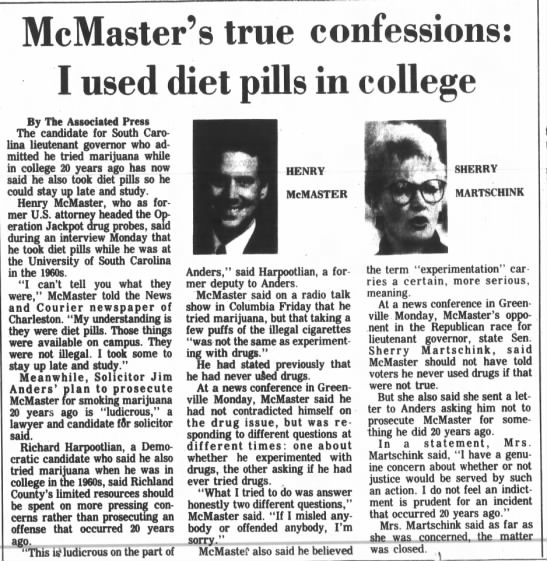 Paul_Bowers's tweet photo. Henry McMaster Sr. also had to explain some indiscretions in college https://t.co/3jgzTZoesS
