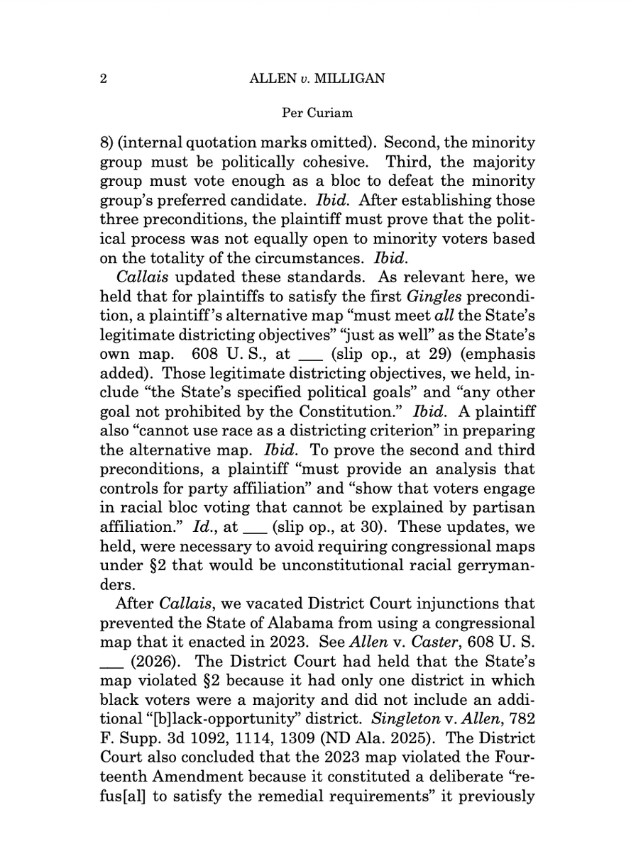 KelseyReichmann's tweet photo. BREAKING: Supreme Court grants Alabama GOP emergency appeal to implement congressional map ruled to be illegal racial gerrymander @CourthouseNews https://t.co/plKNRPOSRO