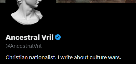 NuanceNow's tweet photo. You don't actually believe that, because according to you, all anyone has to do is "convert" to Christianity to be worthy of living amongst the higher races.

Anyone who calls themselves a "Christian Nationalist" is not a serious person. But of course you have a Greek statue pfp. https://t.co/mDAOWScyZg