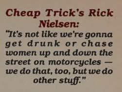 DecibelGeekPod's tweet photo. Hit Parader May 1982:

Rick Nielsen of Cheap Trick has his priorities straight :-) https://t.co/3VmJ6MVyZg