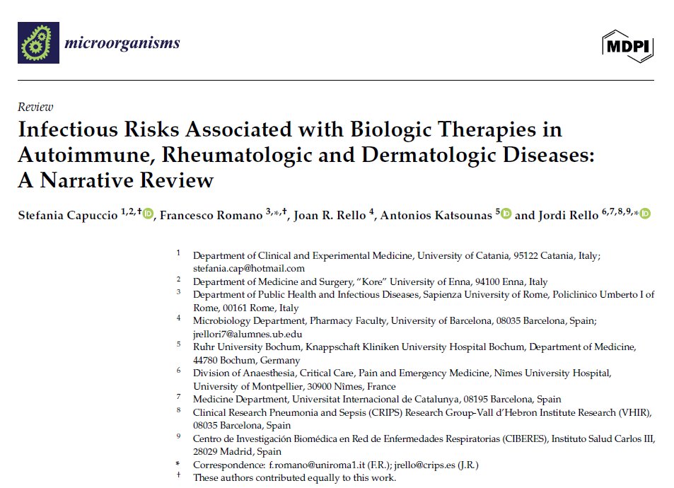 AliSMV7's tweet photo. Infectious Risks Associated with Biologic Therapies in
Autoimmune, Rheumatologic and Dermatologic Diseases: A Narrative Review

https://t.co/V5sDX5DlMg https://t.co/6AFqjeKTYx