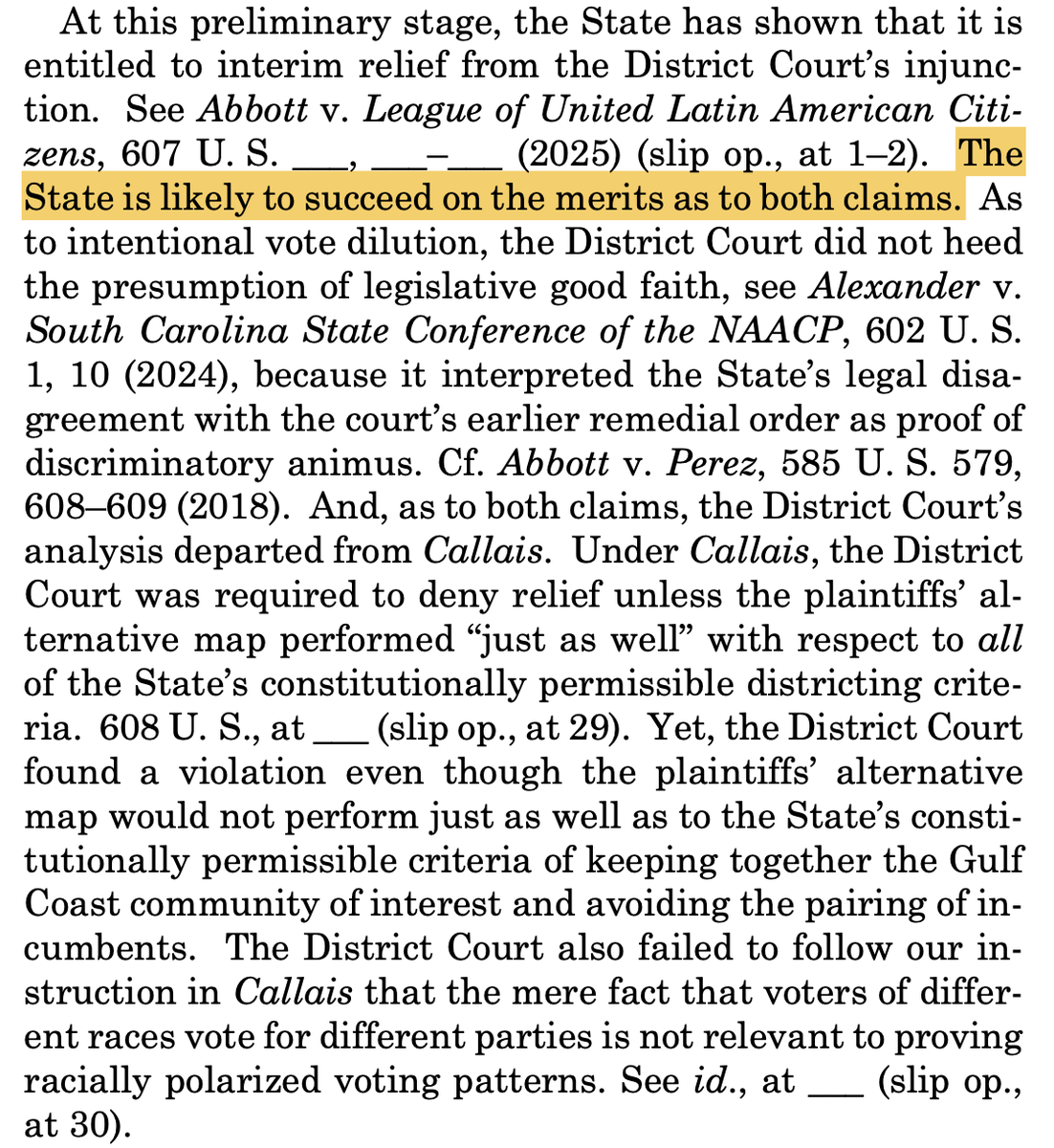 chrisgeidner's tweet photo. BREAKING: In an unsigned, per curiam opinion on the shadow docket, the SCOTUS conservatives allow Alabama to use a congressional map held repeatedly by a lower court to have been enacted with discriminatory intent. https://t.co/3RPXzjCDYt