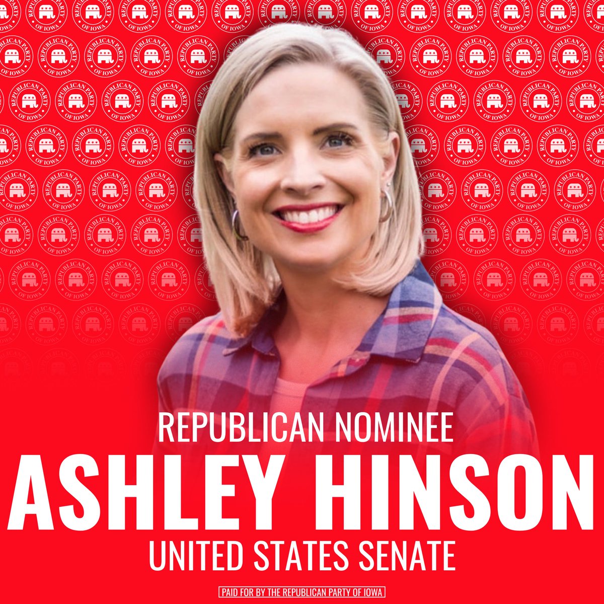 IowaGOP's tweet photo. Congratulations @hinsonashley! #IASen https://t.co/wrkWEti8Mc
