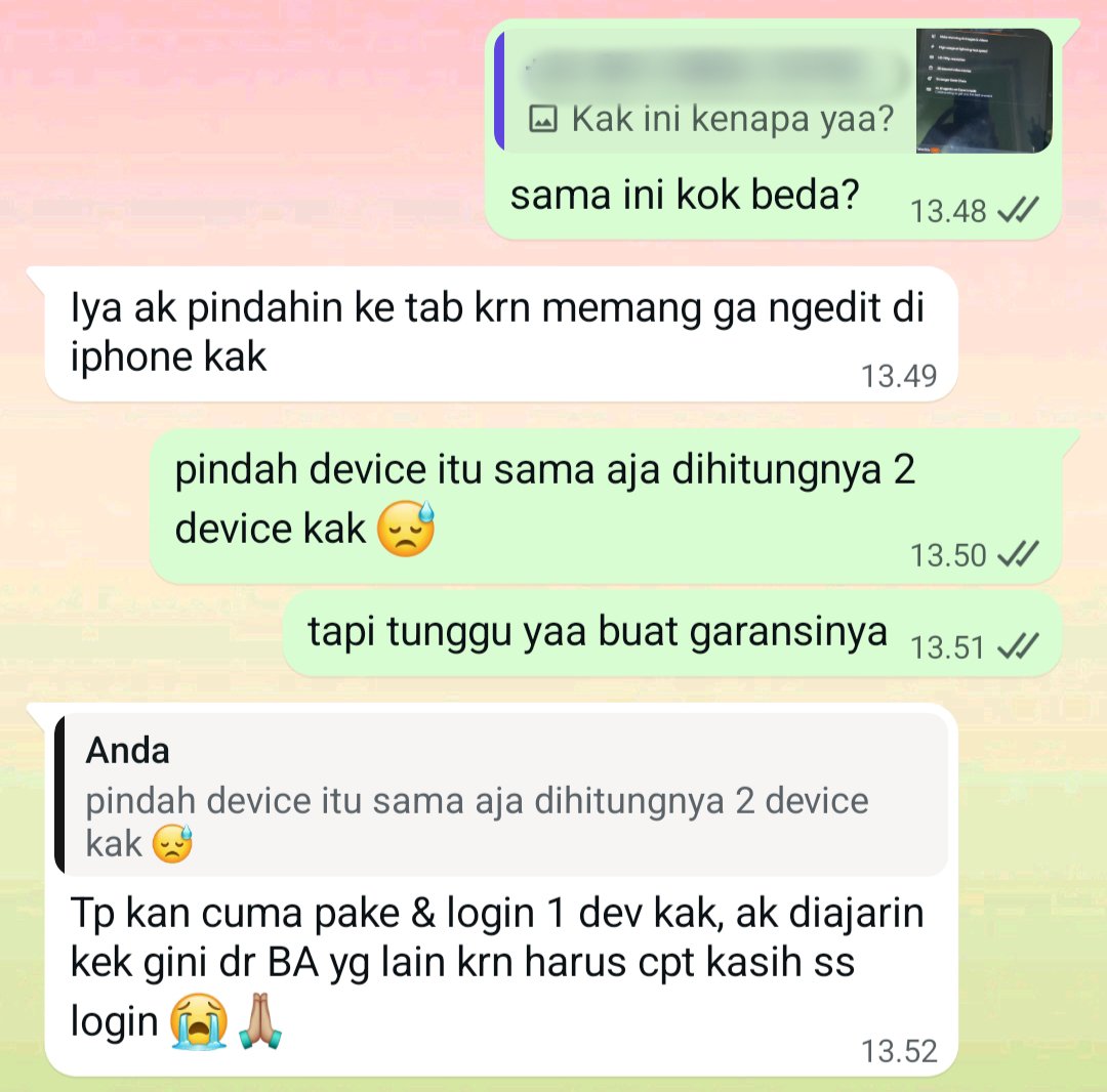 wonhecee's tweet photo. anak ba mana yg ngajarin kaya gini 😅
(terlepas trust issuenya buyyer ke seller, seller juga trust issue juga sama buyyer tukang resell)

(btw di foto dia kasih ss login iphone, report backfree ss tab) https://t.co/n3tMntp4QD