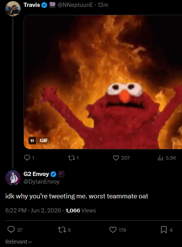 GGBreakingPoint's tweet photo. Former teammates Neptune and Envoy exchange blows  less than a week after parting ways 👀 https://t.co/hppxGmoEJw