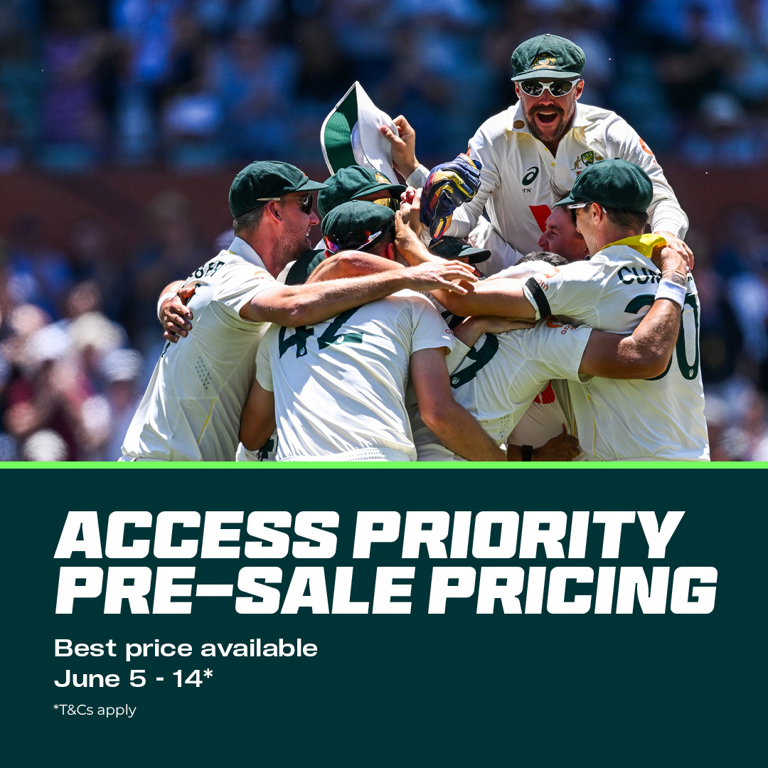 CricketAus's tweet photo. Unlock the best seats at the cricket this summer 🎟️

Secure your ticket in the priority pre-sale, starting Friday 5th June! Join Cricket Plus via https://t.co/whzAbE17yo to access ➡️ https://t.co/BORYKFfWWI https://t.co/Kpwz90YxZD