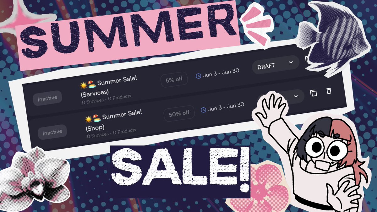 yomiyuarts's tweet photo. Hello Hellooo! I am holding a SUMMER SALE! All services on my Vgen will be 5% off while all of my shop items are a big 50% off!

It starts at 9 AM PHT (UTC+8) TODAY (June 3, 2026) and ends in 12 PM, June 30th. Thank youu!

#sale #genshinimpact #art https://t.co/6ccdAFCFR3