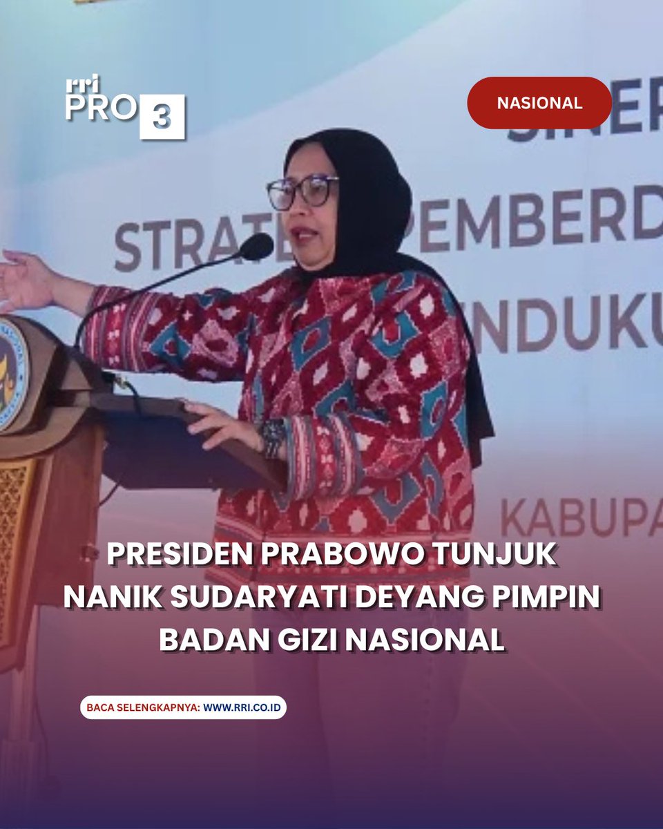 RRIPrograma3's tweet photo. Menteri Sekretaris Negara Prasetyo Hadi mengatakan Presiden Prabowo memberhentikan Dadan Hindayana dari jabatan Kepala BGN. Lalu menunjuk Nanik Sudaryati Deyang sebagai Kepala BGN yang baru.
Selengkapnya: https://t.co/ilGvJ2hFiM

#bgn #badangizinasional #DadanHindayana #NanikSudaryati