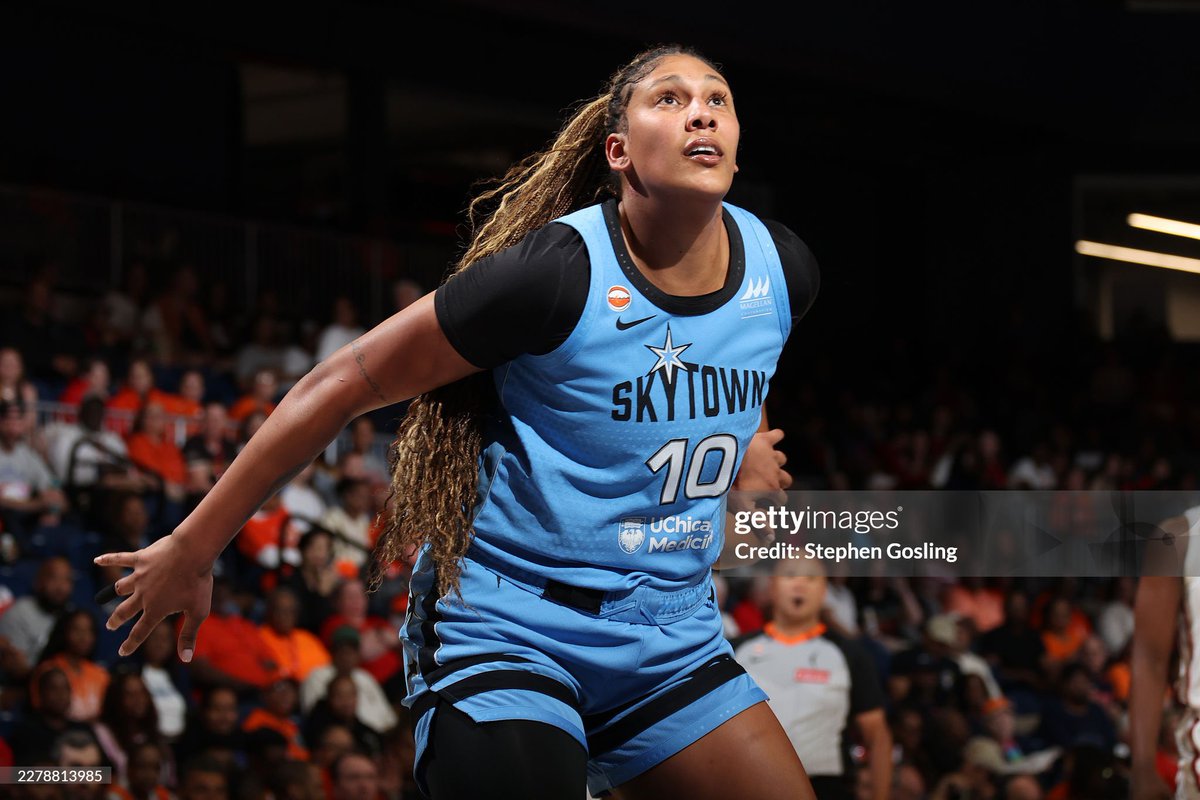 phxsunz25's tweet photo. Kamilla Cardoso is the 8th player in WNBA history to put up 10/10/5/5b in a regular season game (last accomplished by A’ja Wilson in 2024). She joins Jessica Breland (2x) as the only Chicago Sky players to put up such a stat line (per @WBBTimeline) https://t.co/9UkT1cyBf1
