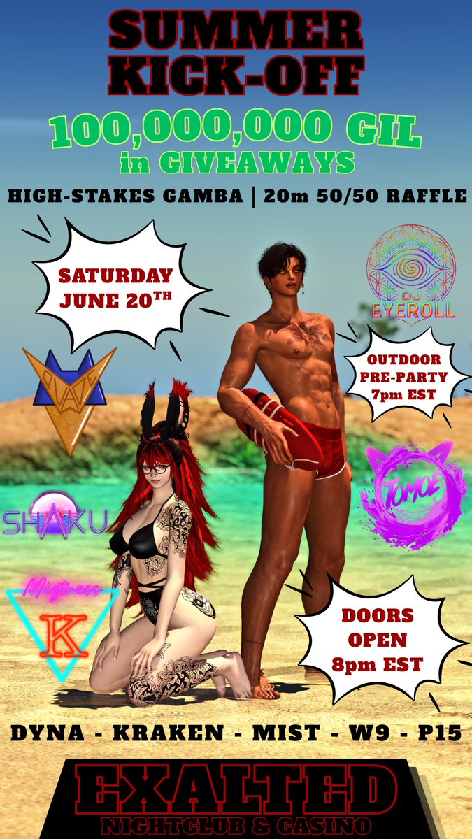 SpanishDuchess's tweet photo. SUMMER KICK-OFF PARTY
June 20th at 7pm EST
OUTDOOR PARTY
Dynamis - Kraken - Mist - Ward 9 - Plot 15
100 million gil in GIVEAWAYS
20 million gil 50/50 RAFFLE
High Stakes GAMBA
Attire: YOUR BEST BEACH OUTFITS
https://t.co/nKH0zIMKpJ
โฅ๏ธ
#Gposers
#Gpose
#FFXIV
#FFXIVVenues https://t.co/XHynjHkhVl
