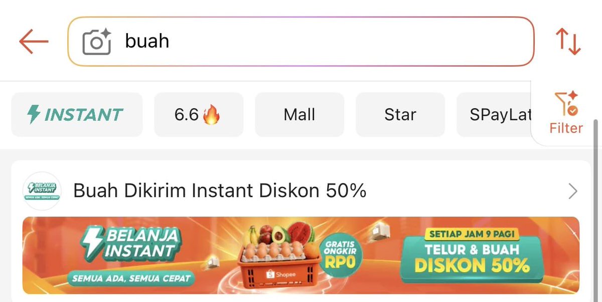 lagivirals's tweet photo. gaiss buat kalian kasih alarm jam 9 pagi yaa bua checkout telur &amp; buah diskon 50% di Shopee Belanja Instant. Gratis ongkir Rp0 juga lohhhhh

#ShopeeTelurBuah50Persen https://t.co/mFxmL4j3SM
