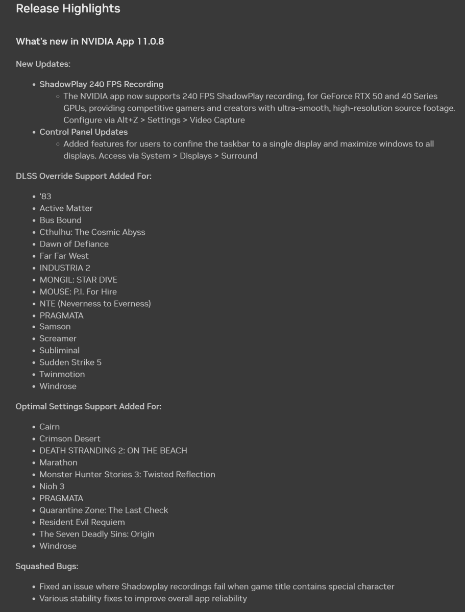 GeForce_JacobF's tweet photo. New NVIDIA App Beta is live! Adds 240 FPS ShadowPlay  recording + more. If you want to try it out, opt into Beta Features under Settings > About https://t.co/g5F7QFofed