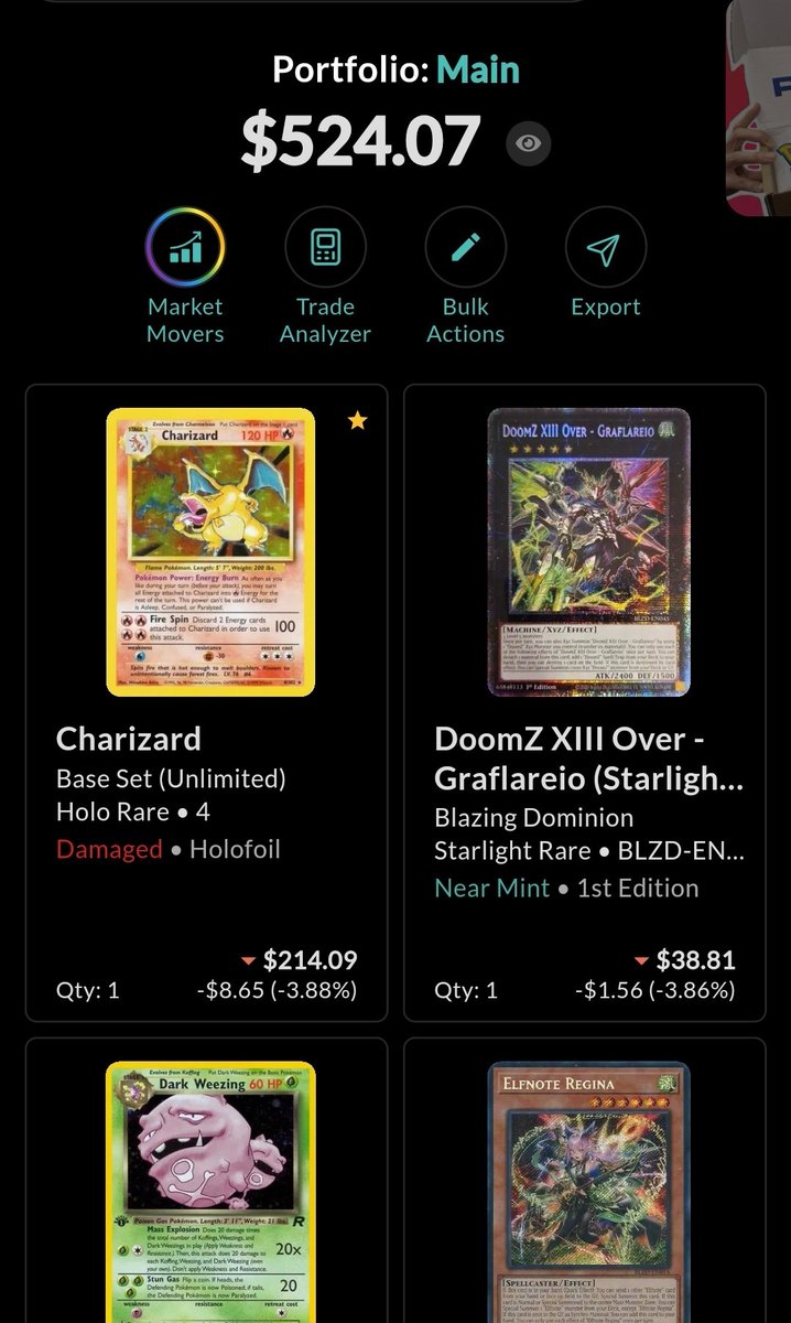 RedTailHawk03's tweet photo. Well there's the total for my cards combined. When added up it doesnt seem like much. I have to start somewhere I guess. If I could get some cards graded it would increase the value a bit. It would give me something to work with. 

My biggest problem is cash flow for getting started. I guess I just rip packs and wish for the best.