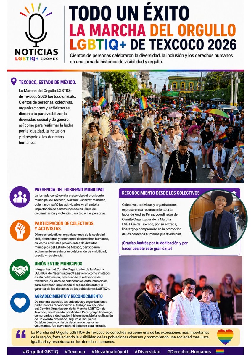 NoticiasLGBTIQ's tweet photo. #marchaLGBT #MarchaTexcoco #LGBT #Noticias #Diversidad #TexcocoLGBT #TexcocoGay @NazarioGm https://t.co/lZYwrwU4g6