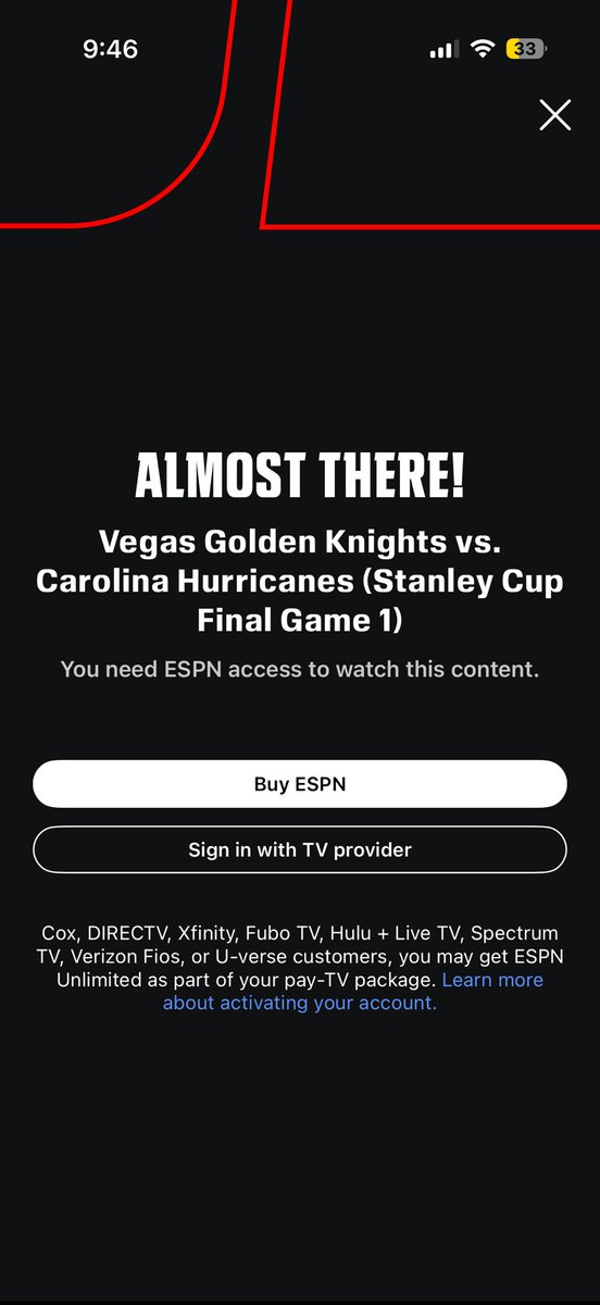 darryLk29's tweet photo. Trying to add @espn for $29 per month to my Hulu Disney espn+ account so I can watch the Stanley cup final and it won’t let me.  I click “buy espn” and then eligible plans  and it takes me to a page  that doesn’t exist.  I’m trying to give money at it won’t work https://t.co/Lh5BzxhCh6
