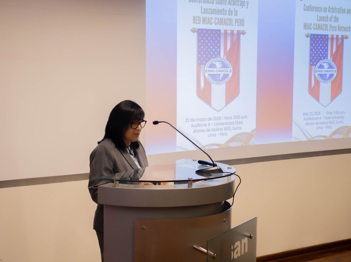 CIAL_Law's tweet photo. ⚖️ El Centro Internacional de Arbitraje de Lima (CIAL), la Universidad ESAN y el Miami International Arbitration Center (MIAC) realizaron con éxito la Conferencia sobre Arbitraje y el Lanzamiento de la RED MIAC-CAMACOL PERÚ. Gracias a todos los participantes por acompañarnos.🤝🌎 https://t.co/9h8cK1CI6N