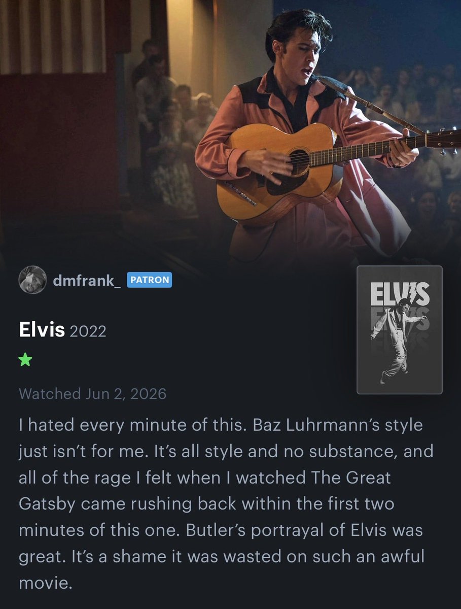 DMFrank_'s tweet photo. Day 2:

Elvis (2022) https://t.co/N9qj5p8xim
