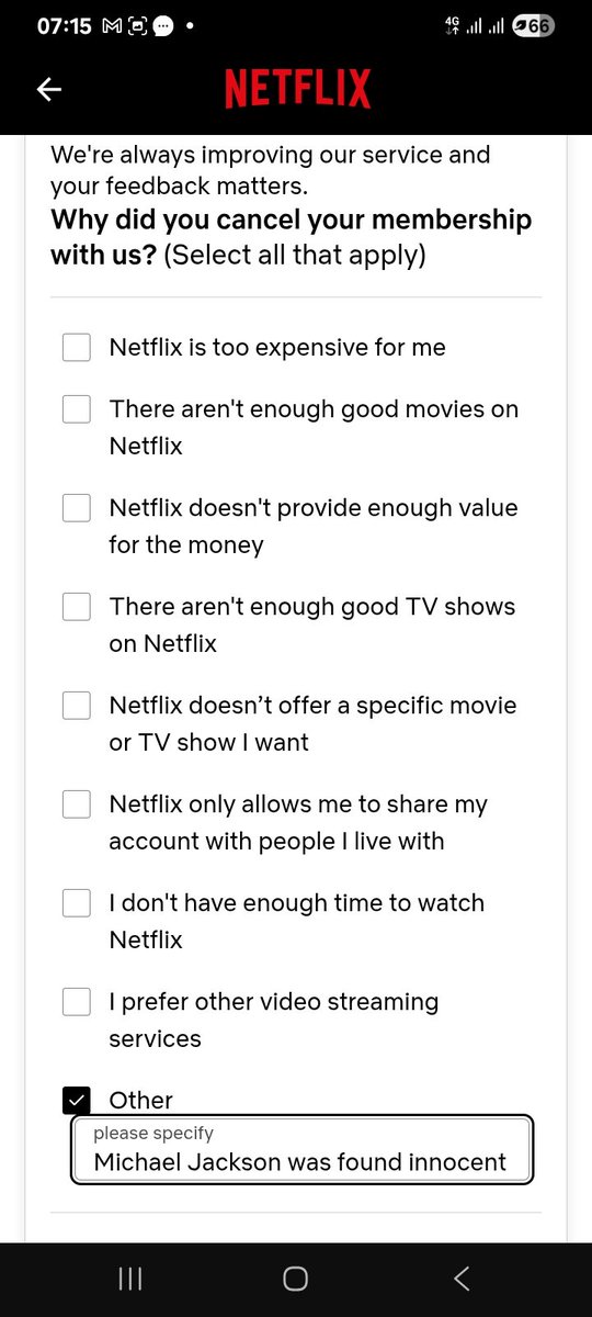 phydipoo's tweet photo. Adios shitheads. Slander Michael? I cancel my membership. @netflix 
#MJInnocent Watch #MichaelMovie instead and stream Square One on Prime. https://t.co/nTGw3Ejcl5