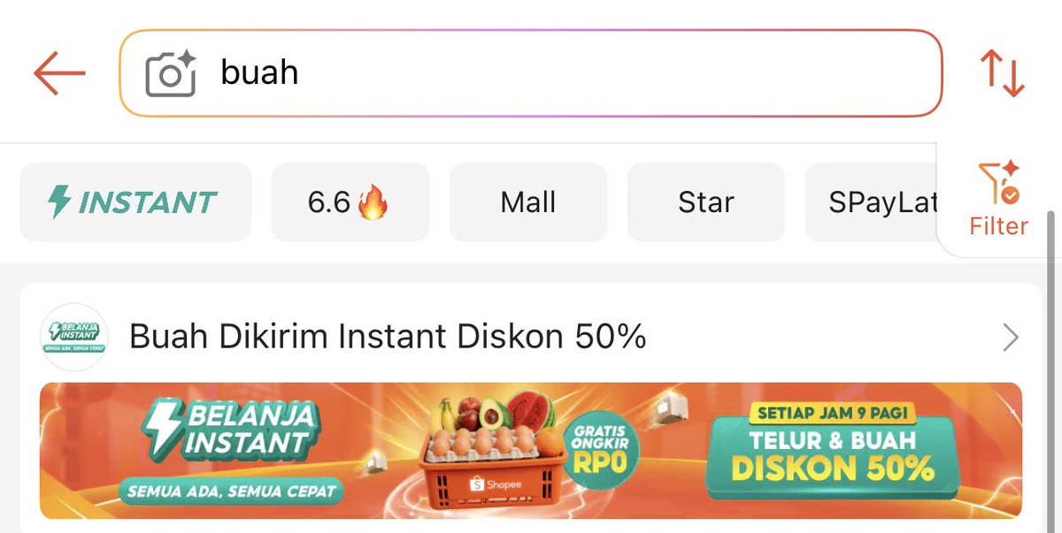 ItsMeCan17's tweet photo. kulkas mulai kosong? tenang aja 😆 jam 9 pagi langsung checkout telur dan buah diskon 50% di Shopee Belanja Instant, satset sampai rumah! 🛒🍊 #ShopeeTelurBuah50Persen https://t.co/R9e819z7fE