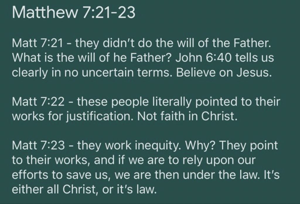 JesusorHell_'s tweet photo. If he believes commandment keeping is also what saves, that’s textbook rich young ruler error who thought he was good enough to enter life by keeping the commandments, which Jesus quickly shut down by trapping him in his own false thinking pointing out that he was covetous, in violation of the 10th commandment, and in need of a Savior just like every human is.

All have sinned and fall short of the glory of God. By the deeds of the law there shall no flesh be justified in his sight, for by the law is the knowledge of sin. All that believe are justified from all things, from which ye could not be justified by the law of Moses.

Also Matthew 7 crowd error

Simply believe the gospel of Christ (1 Corinthians 15:1-4)  to be saved from the penalty of sin thereof in hell. The simplicity that is in Christ.
