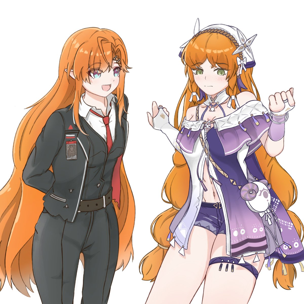_Seivul_'s tweet photo. I've been playing a lot of Limbus lately so I decided to draw my favorite orange haired characters in each other's outfits! I think the gap moe for both of them is quite high like this 🧡🧡

#WutheringWaves #명조 #Sigrika #シグリカ 
#LimbusCompany #LCB8 #Ishmael https://t.co/gYkp6MIGvk