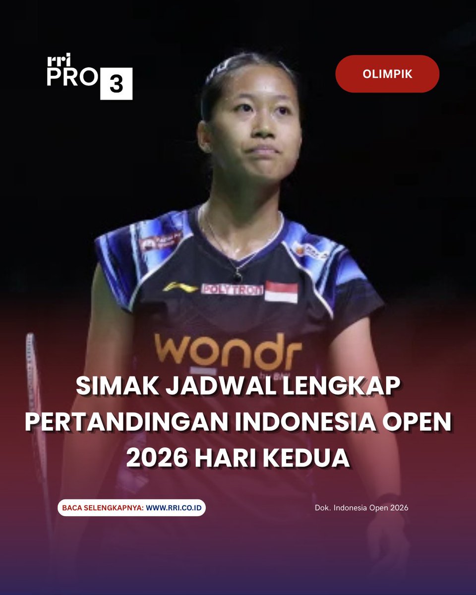 RRIPrograma3's tweet photo. Fajar/Fikri akan berhadapan dengan wakil Tiongkok, Chen Bo Yang/Liu Yi. Sedangkan Sabar/Reza akan bertemu duo Amerika, Chen Zhi Yi/Presley Smith.
Selengkapnya: https://t.co/phjISRIiFH

#indonesiaopen #indonesiaopen2026 #badminton #bulutangkis #atletindonesia https://t.co/FOfEPn1mG5