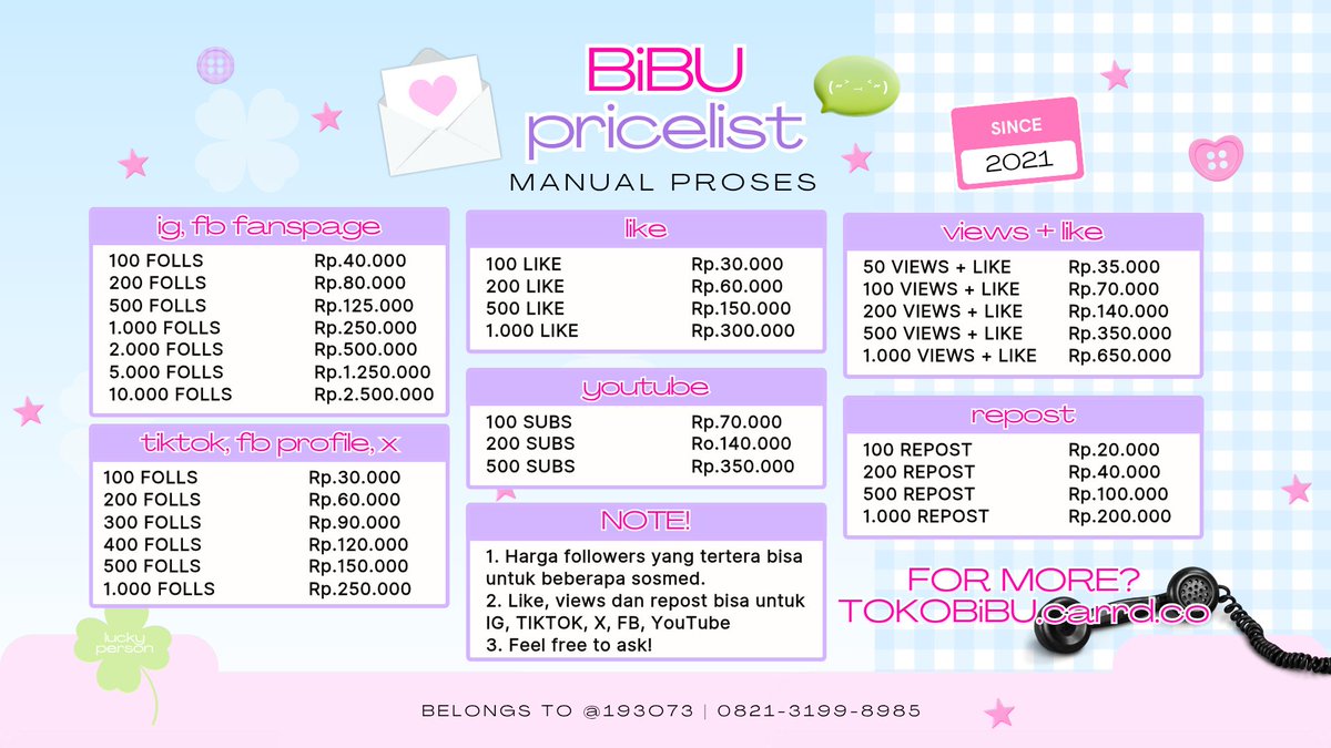 193O73's tweet photo. jual followers, like, share, komen, views story tiktok dan instagram indo. diproses manual, real no bot. feel free to ask 🩷

order > https://t.co/ZDvRRxgAGg https://t.co/ZVg4V60YvP