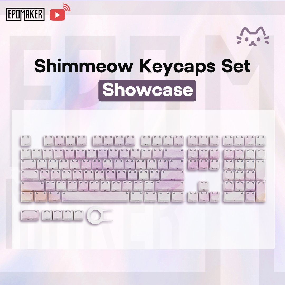 EpomakerK's tweet photo. Live Now: Shimmeow Keycaps! 🐱🐾
✨ Watch the full showcase!
https://t.co/v2kH7Ji9e4
#ShimmeowKeycaps #MechanicalKeyboard #DeskSetup #KeyboardLove #LiveShowcase https://t.co/QdzZNjGzso