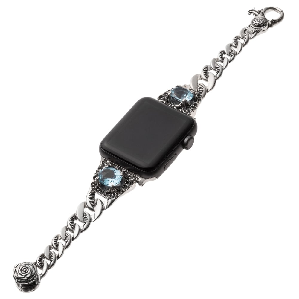 Artemis_classic's tweet photo. アップルウォッチバンド（ポセイドン）
ブレスレットタイプの925シルバーチェーン。喜平チェーンと唐草彫りコマを組み合わせ、大粒ブルートパーズ2石が海を思わせる爽やかな輝きを添えます。
https://t.co/K8aYeOfV05
#アルテミスクラシック
#アップルウォッチ
#シルバー925
#ブレスレット
#天然石 https://t.co/Bg1azGjB92