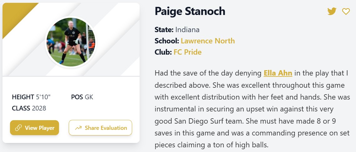 PaigeStanoch's tweet photo. Thank you so much @PrepSoccerCA for the recognition in your “ECNL NC Day 2 Standouts” article!! https://t.co/2Nt1piK9Rw