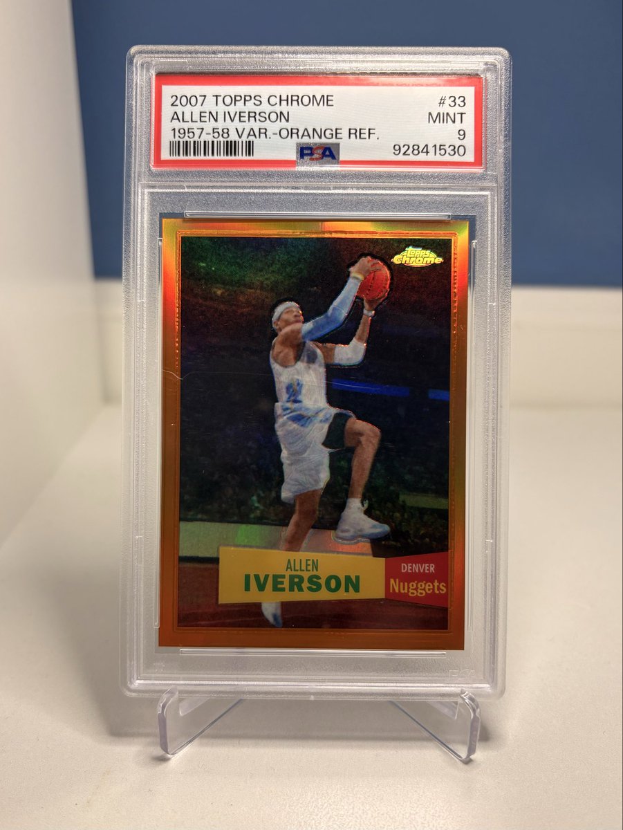 PhanaticCards's tweet photo. Allen Iverson
2007 Topps Chrome Orange Refractor 
/199 
$125 https://t.co/vxHHiyiZpi