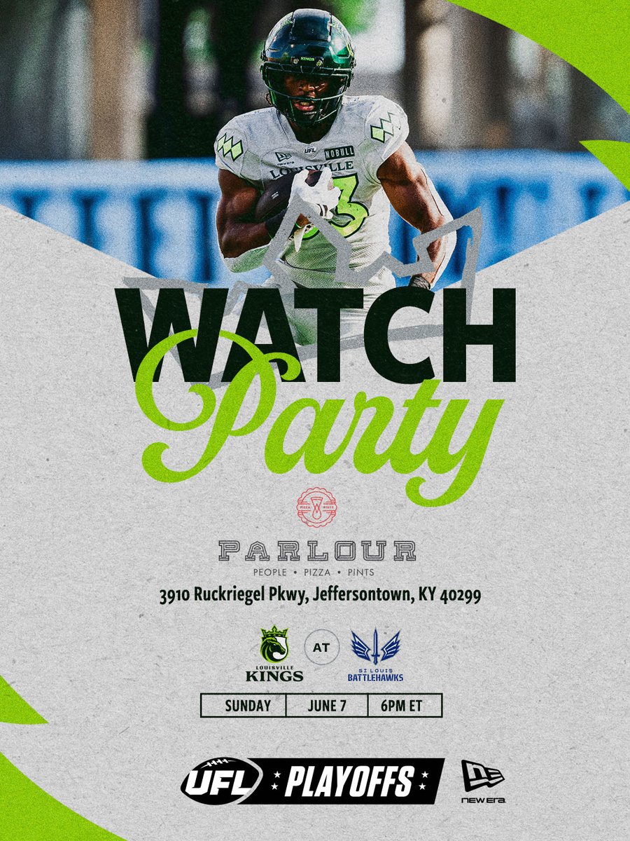 UFLKings's tweet photo. WATCH PARTY MODE ACTIVATED 👀

Kings playoff football + Kings Nation at Parlour. See y’all Sunday! 👑 https://t.co/r3toHGq0fH