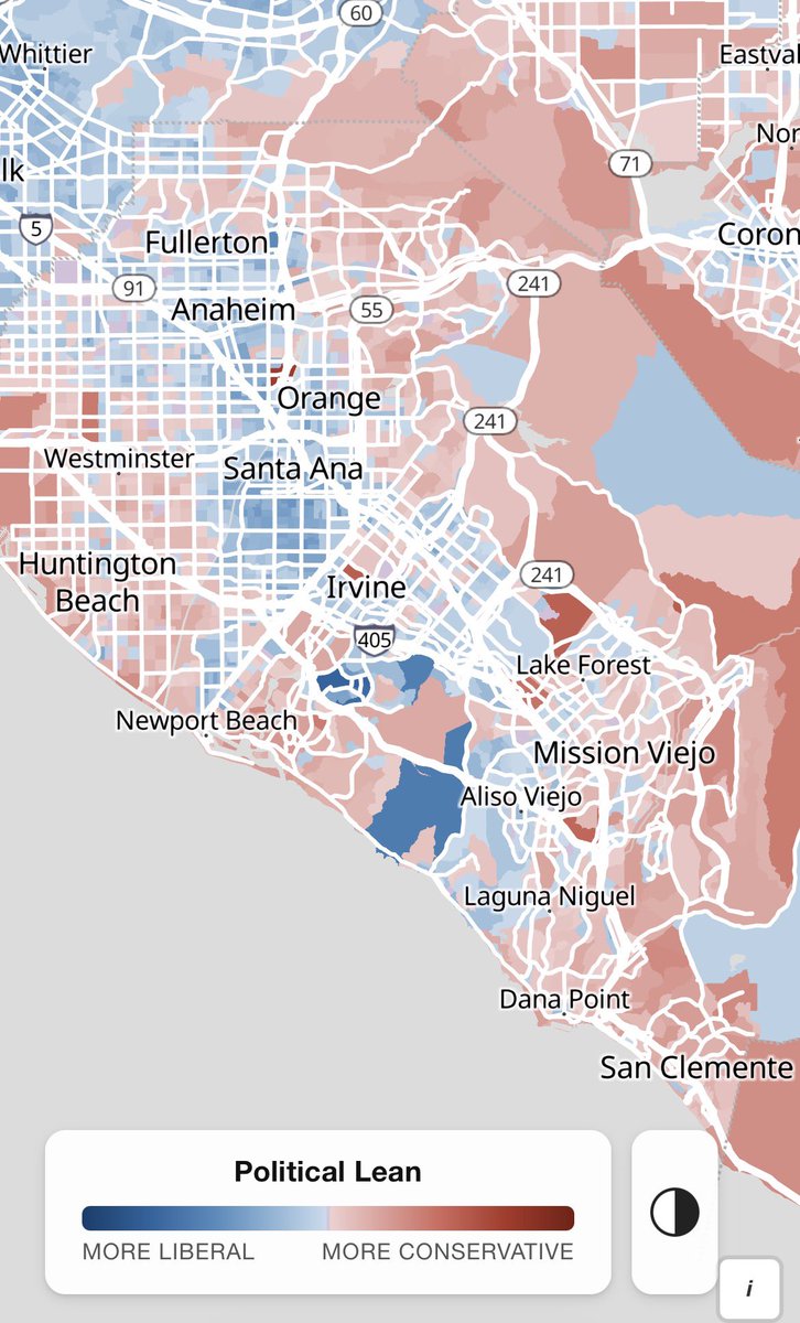 Rafamonsta's tweet photo. @belogicalforus @Zprtr1 Orange County looks like this. Its bluest (and largest) cities are Santa Ana, Orange, Anaheim, and Irvine. https://t.co/7S3PQae2kW