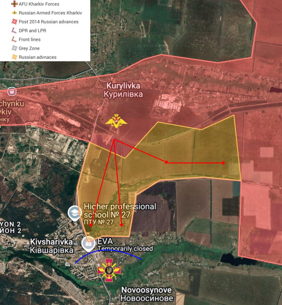 CKMapss's tweet photo. 🇷🇺🇺🇦Ukraine war update
- Kupyansk front
- +1.73 sq miles to Russia
- Russian forces have advanced south of Kurylivka, capturing fields and entering the northern residential part of Kivsharivka https://t.co/7aL0HlR6fB