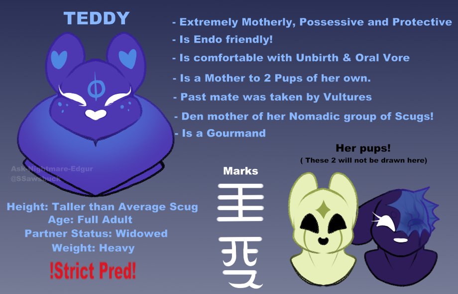 SSawsbuck's tweet photo. I thought cus I never properly gave my Slugcats introductions here, I decided to make some fancy little cards so people can know who my scugs are as I draw them!  
Not too important, but I thought it'd be useful for some.👉👈 https://t.co/0iMecg9kHA