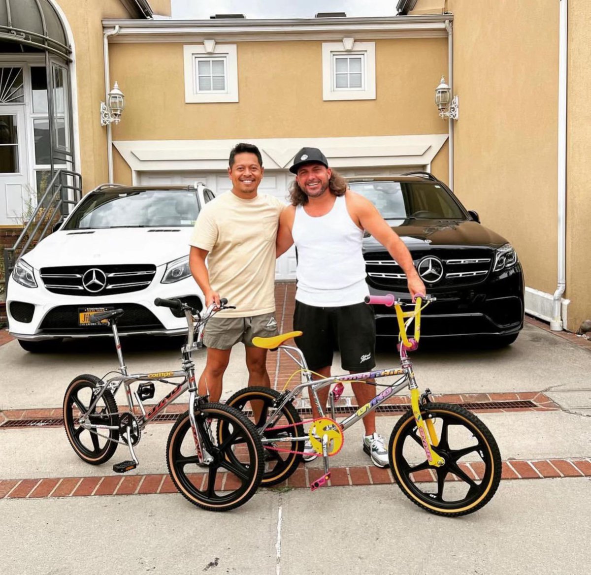 jotechltd's tweet photo. It was a fun ride today on the 1993 dyno air Simpson edition and the 1995 dyno detour with my good friend Alex 💪 
These bikes hold a lot of memories for some of us we just can’t grow up yet lol 😂 
Note:Both bikes are available for purchase at the store now 💯 https://t.co/O4eBsn416L