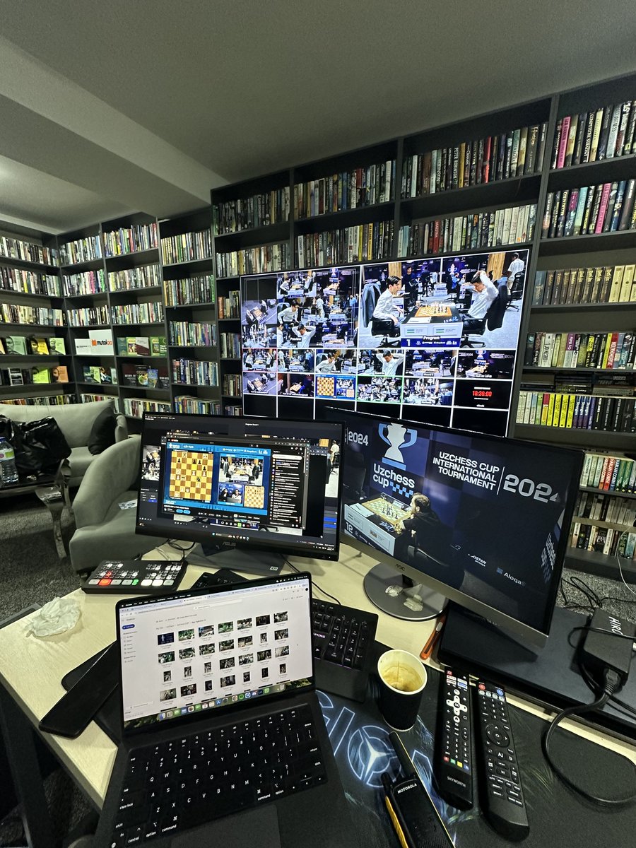 MiroIsmatov's tweet photo. UzChess Cup 2024 ni manashunday boshlaganmiz, O‘zbekistondagi ilk professional shaxmat strimi bo‘lgan, albatta muammolari bilan😁 keyin hal qilganmiz. 2025 bundan ham ideal edi, uni ham ko‘rsataman https://t.co/x5s3YOynRe