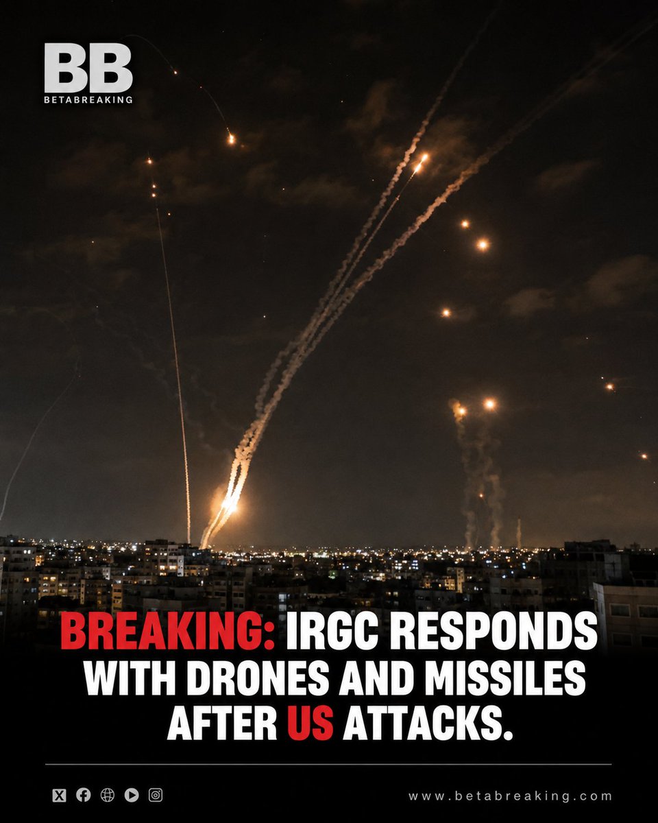 BBetaBreaking's tweet photo. BREAKING: The IRGC claims attacks on US-Israeli vessel with naval missiles. This led to a US retaliation on an IRGC communications tower, which prompted the IRGC to use missiles and drones on a US airbase. https://t.co/CaWAkmMz2o