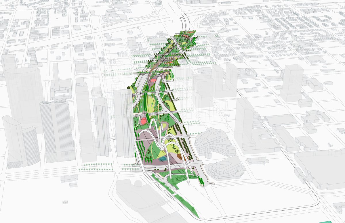 FloridianDev's tweet photo. With the underdeck park funding killed by the big beautiful bill, I guess portions of the park are now being sacrificed for other developments.

Below is renderings of the newly planned Arsht Center garage.

I wonder if more portions will be sacrificed, let's see as time goes on https://t.co/Wv4b7wFL4K