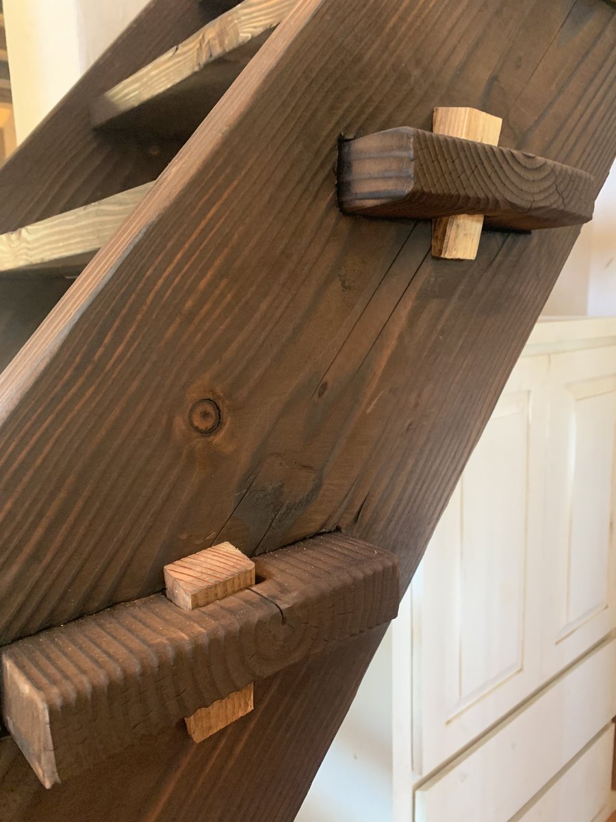 bajadobe's tweet photo. My kinda carpentry. Just built these stairs for my adobe house. No nails or screws. As usual, burned for strength and insect resistance https://t.co/BS0NMhSBDA